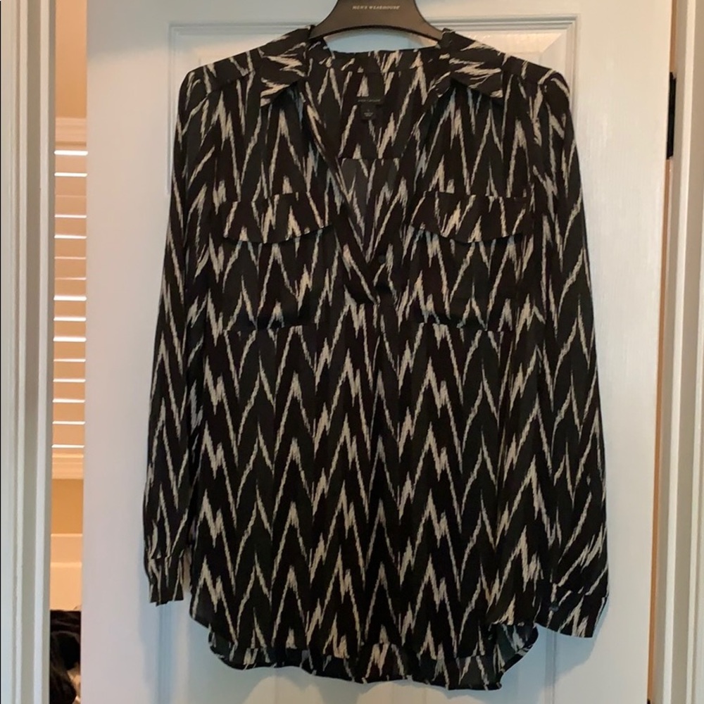 Ann Taylor green, black, tan blouse